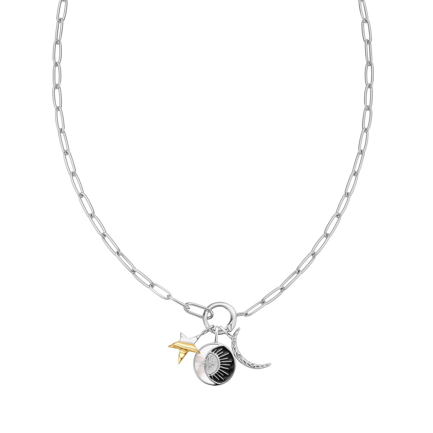  Pop Charms - Link necklaces - Silver / Rhodium plated - 45cm